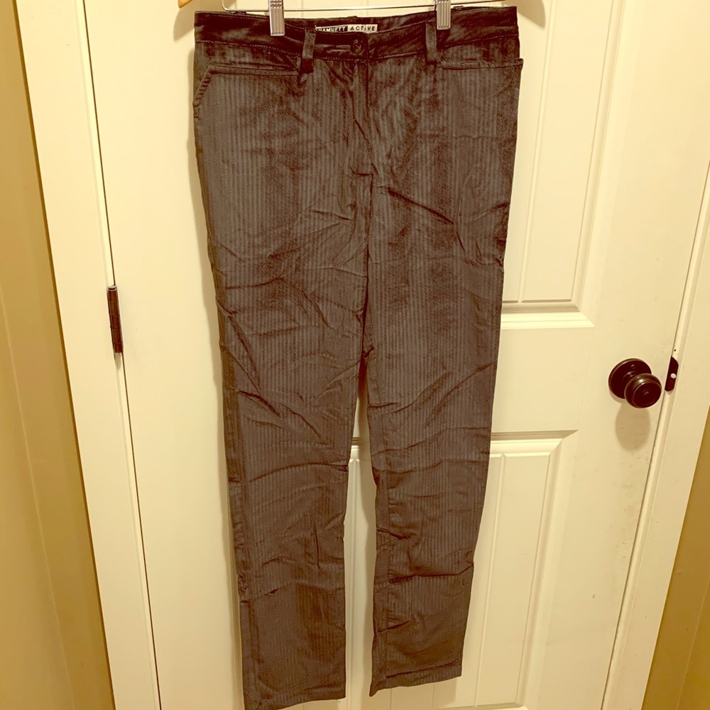 Grey striped velvet trousers